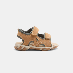 صندل لجميع التضاريس بيج من الجلد للأولاد الرضع